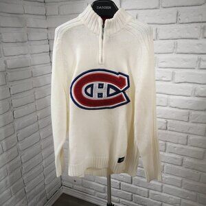 NHL Montreal Canadians Men's Size Medium Off White 1/4 Zip Sweater